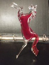 Cavallo  in Vetro di Murano rosso e bianco