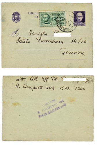 Biglietto postale viaggiato - biglietto,