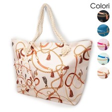 Borsa da mare spiaggia grande estiva da donna ragazza in tessuto tela spalla