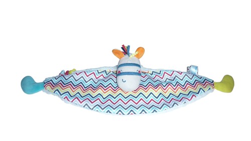 Doudou zèbre plat blanc