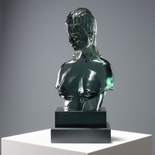 Busto di Giovane Donna in Vetro Loredano Rosin Italia 1975 Originale