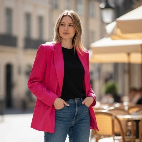 Blazer zara rosa caldo - blazer,