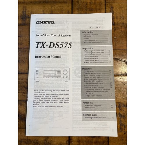 Onkyo integra ds575x - onkyo, tx-ds575x