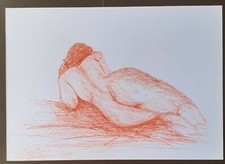 DISEGNO DONNA NUDA FIRMATO CON AUTENTICA DELL'ARTISTA  ARREDAMENTO REGALI D'ARTE