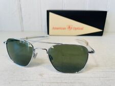 AO AMERICAN OPTICAL montatura originale pilota argento w52 mm lente vetro verde soli $ 260