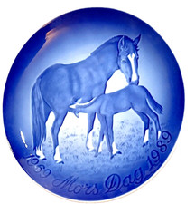 Royal Copenhagen Mors dag - mamma 1989 cavalli horses 9879 B&G piatto porcellana
