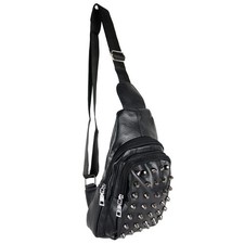 Borsello zaino monospalla ragazzo con borchie marsupio uomo da viaggio zainetto