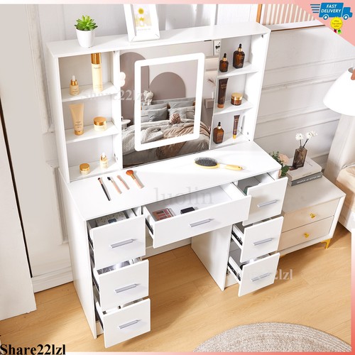 White vanity makeup desk - white,