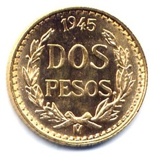 Mexico : 2 pesos 1945 M - Dos Pesos : 1,666 grams of gold 900/1000 oro or