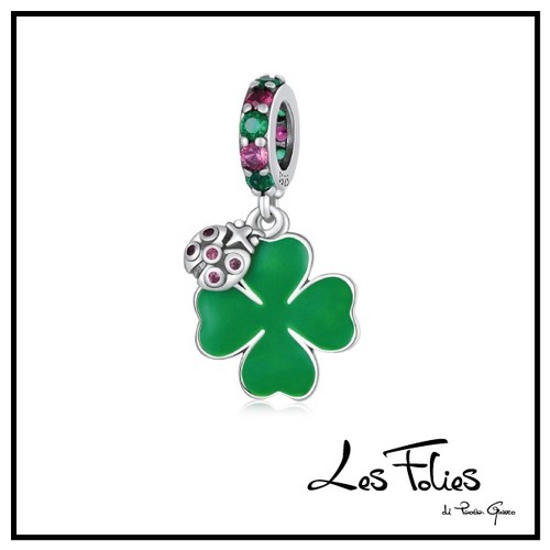 Charm quadrifoglio coccinella - quadrifoglio,
