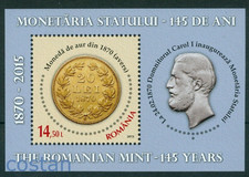 2015 State Coin Mint 125Y,King Carol I/20 LEI moneta d'oro,Moneta,Romania,Bl.627,MNH