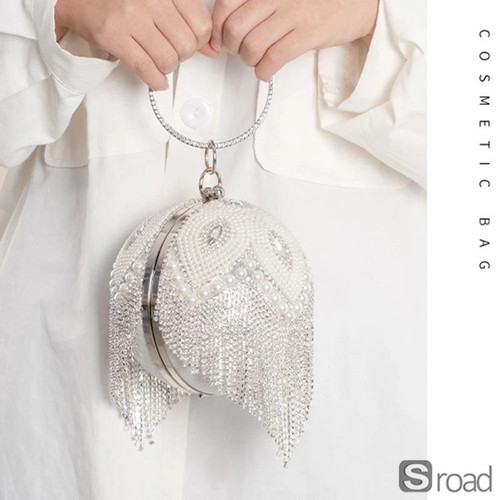 Pochette con strass perle