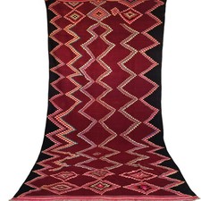 Tappeto vintage marocchino fatto a mano diamante zig-zag lana tribale...