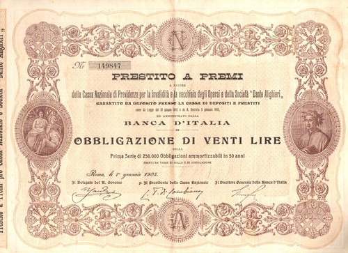 Obbligazione lire società - lire,