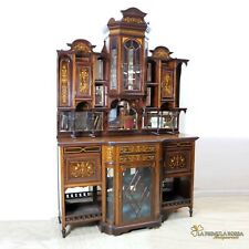 Mobile vetrina credenza antica intarsiata in legno di palissandro vittoriana 