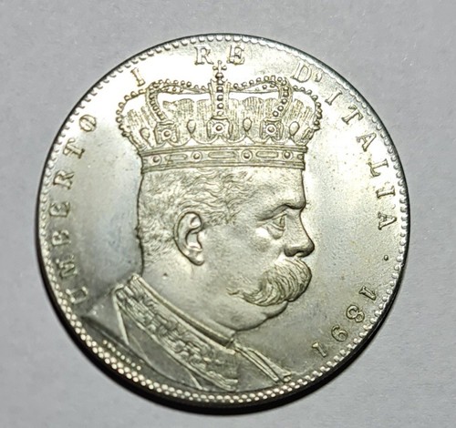 Moneta argento lire umberto - argento, 5