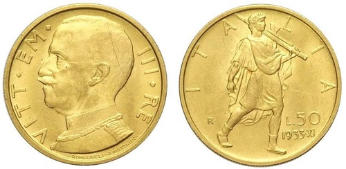 Italia oro lire vittorio - oro, 50