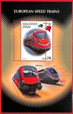 A2084 -MALDIVES, ERROR: MISPERF, SOUVENIR S -2018 Treni Alta Velocità Frecciarossa