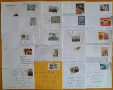 STORIA POSTALE ITALIA - 20 BUSTE CON FRANCOBOLLI ISOLATI COMMEMORATIVI DA 0,60 €