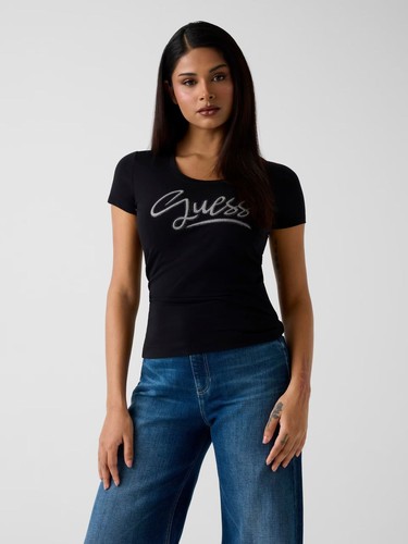 Shirt con logo strass - con, in