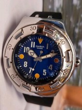 SWATCH IRONY SCUBA 200 QUARZO QUADRANTE BLU AG-1998 SVIZZERO UOMO PERFETTAMENTE FUNZIONANTE VINTAGE