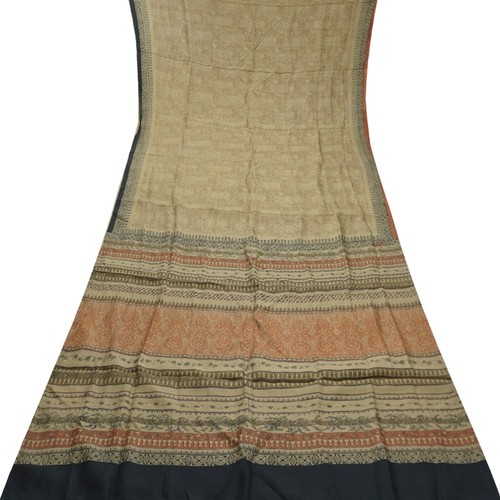 Sari vintage marrone - marrone, seta