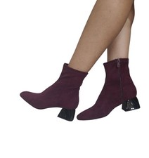 STIVALETTI DONNA IN TESSUTO ELASTICO WINE 637 TRONCHETTI TACCO MEDIO