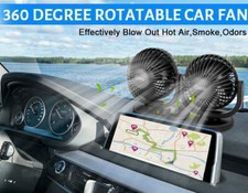 VENTILATORE AUTO DOPPIO POTENTE SILENZIOSO REGOLABILE PRESA ACCENDISIGARI 12V