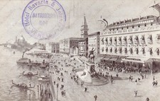 VENEZIA Riva degli Schiavoni TIMBRO Hotel Bavaria Jolanda Venedig Cartolina
