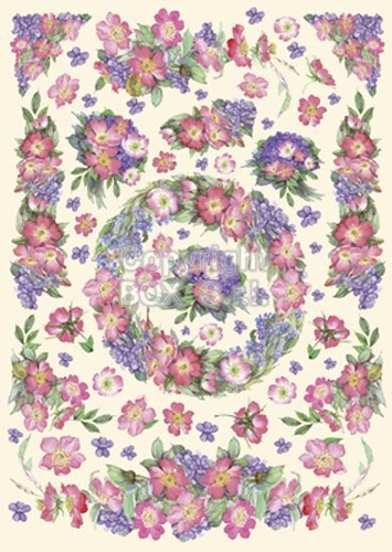 Carta decoupage rose canine - rose, e