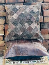 Copricuscini in pelle 14"X14", set di 2 copricuscini per divano marrone