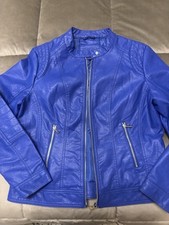Giubbotto Donna Ragazza Nuovo Blu Elettrico Giubbino Similpelle
