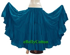 Gonna blu Dodger 25 iarde 4 livelli cotone danza del ventre tribale zingara flamenco jupe