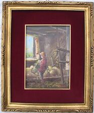Mario FATTORI (Firenze 1930) Pastorello con pecore bell' OLIO su tela cm 35x25