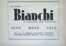PUBBLICITA BIANCHI Auto moto
