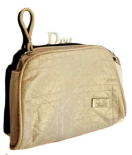 CHRISTIAN DIOR POCHETTE CLUTCH BORSETTA BEAUTY CASE GLITTER LOGO METALLO CD ORO