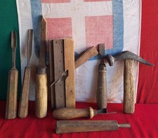 Lotto attrezzi da FALEGNAME Vintage 8 pezzi mestieri del passato Epoca '50