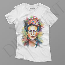 T-Shirt Frida Kahlo acquerello, maglia in cotone. per donna trendy faschion