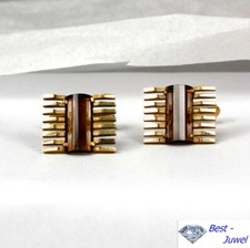 Eleganti Gemelli In Oro 585 Con Quarzo Fumè