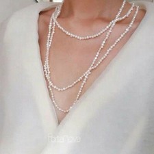 Collana di perle 3 livelli donna fatto a mano oro 14KGF necklace pearl handmade 