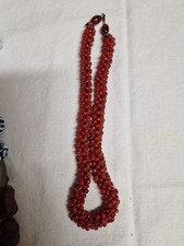 Collana Perline Rosse in Vetro Anni '60 Cm. 46 vintage (V3) ^