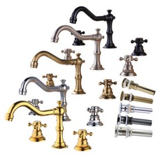 Rubinetto miscelatore lavabo vasca 2 maniglie 3 fori attacco ponte rubinetto scarico con troppopieno