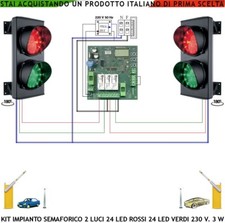 Impianto Semafori Garage 2 Luci 24 Led Rossi e Verdi Centrale Ciclica 230 V IP65