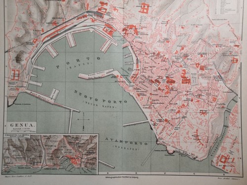 1885 genova italia mappa - genova,