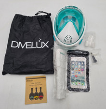 Develux Maschera Snorkeling Full Face Blu L/XL Silicone Liquido PC Elastico Regolabile