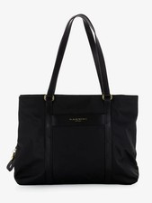 NANNINI BORSA DONNA SHOPPING A TRE SCOMPARTI IN NYLON E PELLE NERO 17376