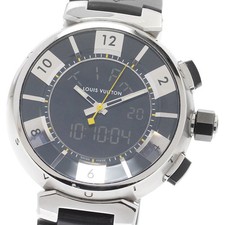 LOUIS VUITTON Tambour in nero Q118F quadrante nero/argento quarzo uomo_911576