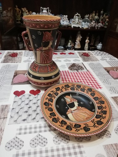 Anfora piatto ceramica volpi - e,