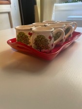 SET 6 TAZZINE DA CAFFÈ CON VASSOIO CHERRY FADE