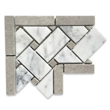 C653CXH Carrara Venato Marmo 4x4 Tessuto Cesto Mosaico Angolo Grigio Punti Levigato